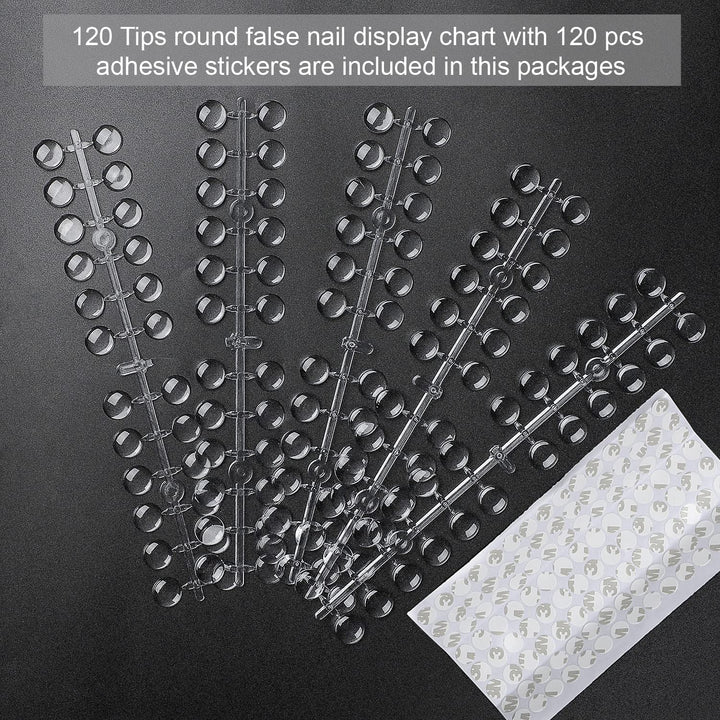 120Pcs Color Display Tips, Clear Nail Art Display Chart Nail Polish Swatches Dots with Adhesive Sticker for Nail Polish