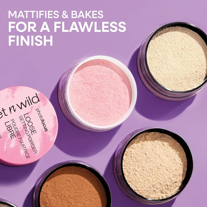 Photo Focus Loose Baking Setting Powder, Highlighter Makeup, Fair to Medium & Tan Skin Tones - Translucent