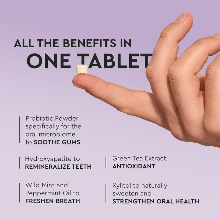 Travel Size Mouthwash Tablets - Hydroxyapatite, Fluoride Free & Alcohol Free - Chewable Tablets to Freshen Breath, Kill Odor Quickly - (90 Pcs, Mint)