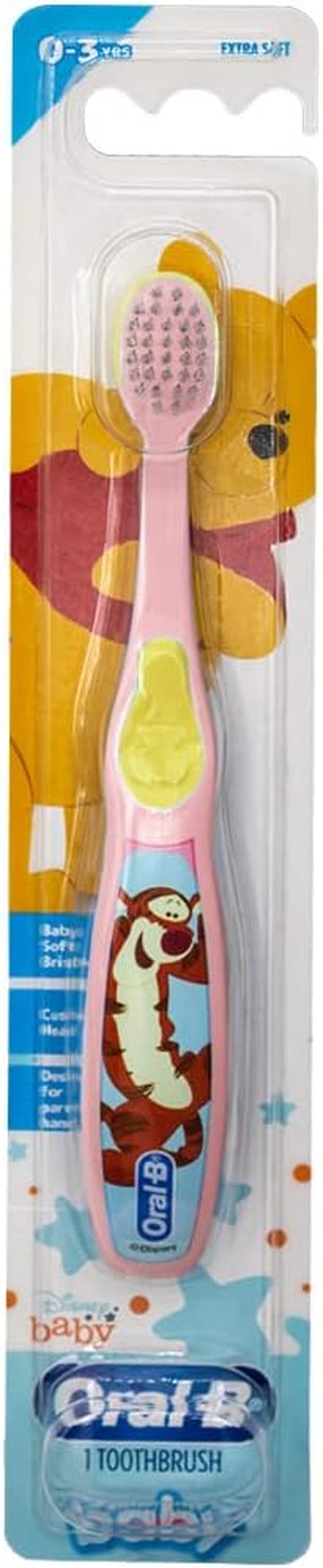 Baby Manual Toothbrush, Pooh Characters, 0-3 Years Old, Extra Soft (Characters Vary) - Pack of 4