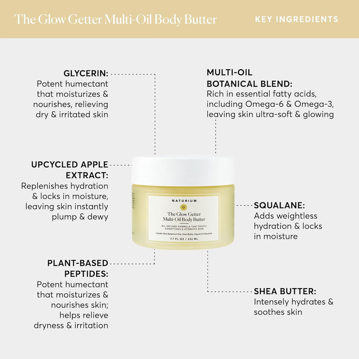 the Glow Getter Whipped Multi-Oil Body Butter, Firming Cream & Body Moisturizer with Shea Butter, 7.7 Fl Oz