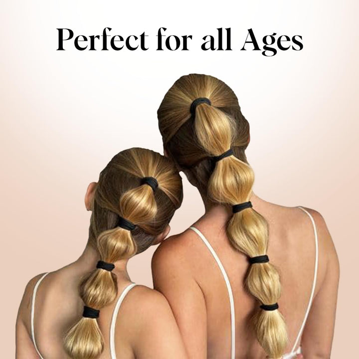 Nylon Hair Ties No Damage - Stretchable Elastics for Strong All-Day Hold, Ponytail Holders | Hair Accessories for Women & Girls | Ideal Gifts for Women - Black, 12 Pcs