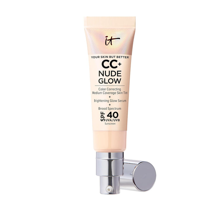 CC+ Nude Glow - Medium Coverage Foundation with SPF 40 & Brightening Glow Serum, Lightweight Skin Tint, 2% Niacinamide + Hyaluronic Acid, up to 24H Hydration, Normal/Dry Skin - 1.08 Fl Oz