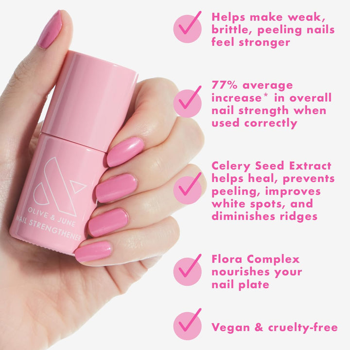 Nail Strengthener | Heals & Conditions Weak, Brittle Nails | up to 77% Increase in Strength | Prevents Peeling & Ridges | Celery Seed + Flora Complex | Vegan, Cruelty-Free Nail Treatment