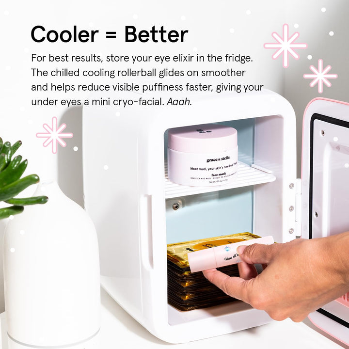 under Eye Brightener Roller - Airplane Travel Essentials - Travel Size Toiletries - Retinol & Caffeine Eye Serum for Puffiness, Dark Circles, Wrinkles - Vegan Skincare (15Ml / 0.51Floz)