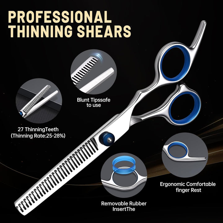 Hair Cutting Scissors Set, Professional Stainless Cutting Hair Scissors, Barber Hair Cutting Scissors Thinning Shears Sharp Blades Hairdresser Haircut for Women/Men/Kids, LFJ1234