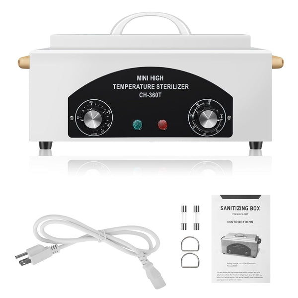 High Temperature Metal Tool Cleaning Box, 110V 300W 1.5L with Timer Manicure Pedicure SPA Salon Barber Equipment for Sundry Beauty Hair Nail Metal Tools with Handle