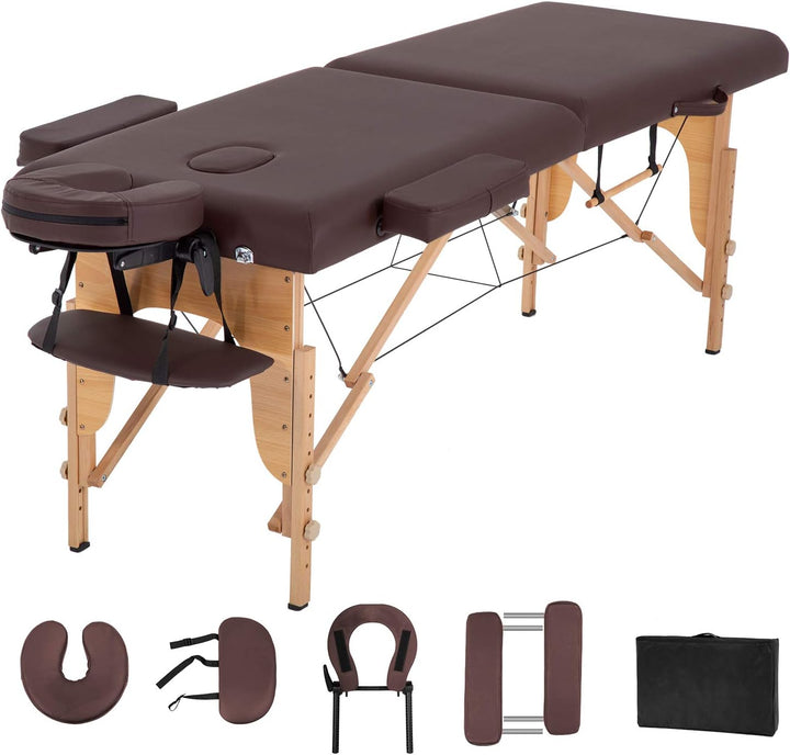 Massage Bed Portable Massage Table 24 Inch Wide Lash Bed Height Adjustable 2 Folding Spa Table with Non-Woven Bag for Spa Footmassage Facial Carespa Tattoo