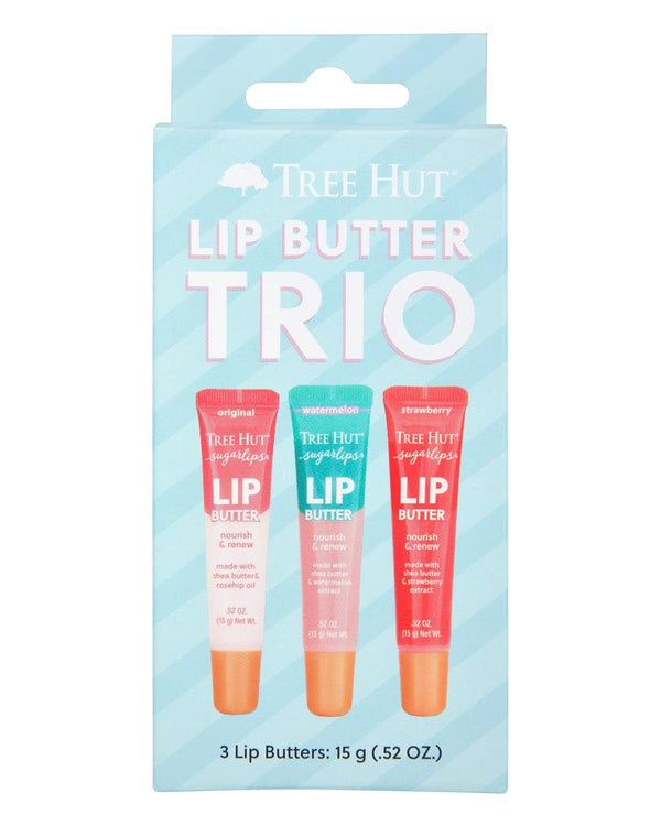 Sugarlips Lip Butter Trio Bundle, Original, Watermelon & Strawberry Lip Butter, Lock in Moisture & Nourish Skin for Full, Hydrated Lips, 0.52 Fl Oz Each