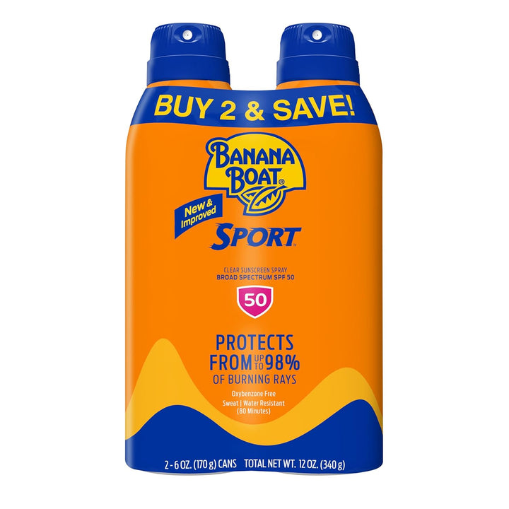 Sport Ultra SPF 50 Sunscreen Spray |  Sunscreen Spray SPF 50, Water Resistant, Oxybenzone-Free, Sunblock, 6Oz Each Twin Pack