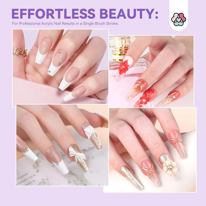 Kolinsky Acrylic Nail Brush Set: Size 6,10,14 Professional Manicure Brushes with Cleaner Tool & Purple Handle for Acrylic Powder,Nail Extensions & 3D Carving - Salon & DIY Nail Art Essentials