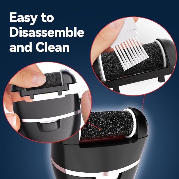 Electric Callus Remover for Feet with Rechargeable Waterproof 17 in 1 Professional Pedicure Kit with 3 Roller Heads 2 Speed Foot Care Tools Perfect for Dead Hard Cracked Dry Skin