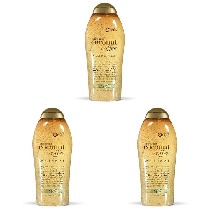 Smoothing + Coconut Coffee Exfoliating Body Scrub with Arabica Coffee & Coconut Oil, Moisturizing Body Wash for Dry Skin, Paraben-Free with Sulfate-Free Surfactants, 19.5 Fl Oz