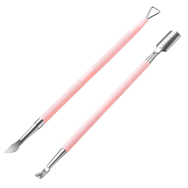 Cuticle Trimmer with Cuticle Pusher, 3 PCS Pink Nail Cuticle Nipper Professional Pedicure Manicure Tools with Stainless Steel Dual End Pusher, Nail Scraper