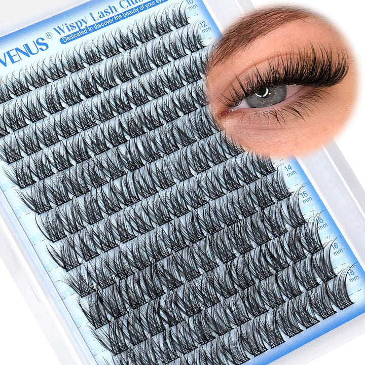 Lash Clusters Kit Wispy Eyelash Clusters Lashes Natural DIY Lash Extension Kit 10-16Mm Cluster Eyelash Extensions Kit 300Pcs C Curl Individual Lashes Cluster Eyelash (No Tweezers)