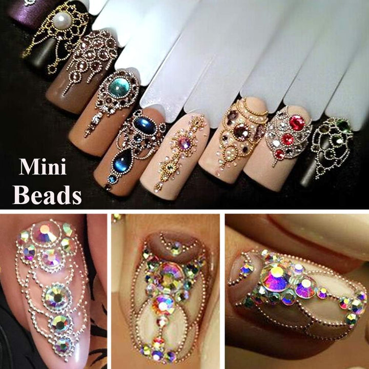 3D Mixed Sizes Nail Art Studs Gold Silver Mini Metal Caviar Nails Beads Ball Nail Rivets Jewelry for Women Girls Manicure Nails Supplies DIY Crafts Decorations