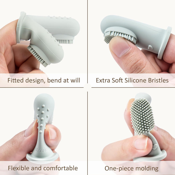 Baby Finger Toothbrush Tongue Oral Cleaner Kit for 3 Months +, 3 Pcs (Blush/Pale Mauve/Blush)