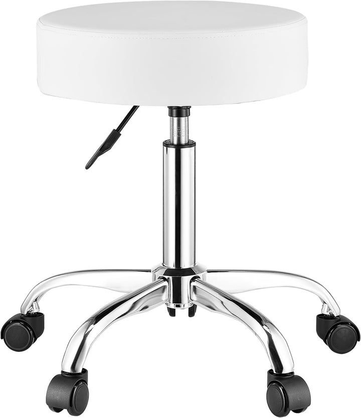 Rolling Stools with Wheels, 400 LBS Weight Capacity Adjustable Height Stool with Ultra-Thick Seat Cushion, Swivel Stools Chair for Salon, Bar, Home, Office, Tatoo, Medical, Massage, Black