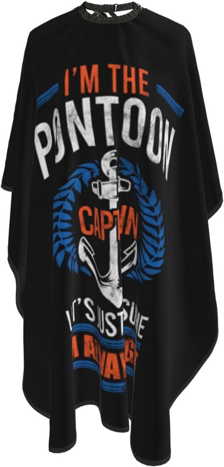 Retro Pon-Toon Boat Cap-Tain Owner Boa-Ting Funny Gifts Professional Salon Cape with Snap Closure for Hair Cutting Barber Hairdressing 55 X 66 Inches