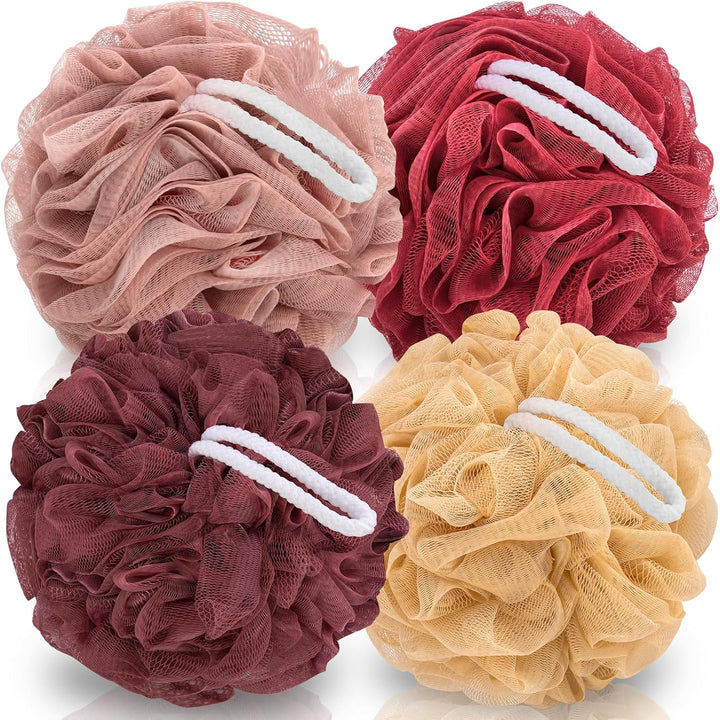 Loofah Sponge Xxl-100G 4 Pack, Bath Sponge Soft Mesh Shower Puff Loofah for Men, Exfoliating Body Scrubber for Women, Shower Accessories (Black)