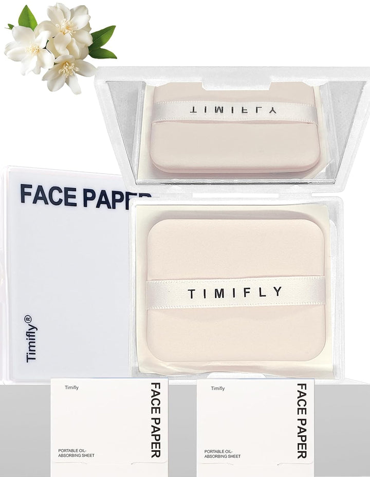 Oil Blotting Paper - 300 Sheets W/Mirror, Puff & Refills, Absorbs Excess Face Oil, Controls Shine, Gentle for Makeup Use
