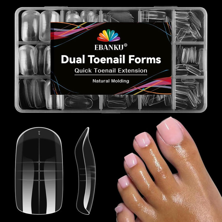 Poly Gel Toenail Kit, Toe Dual Nail Forms Reusable Poly Gel Nail Kit for Toe Nail Extension Gel Press on Toe Nail Tips Poly Gel Toenail Forms for Women Pedicure Tools, 120PCS, 120 Sizes