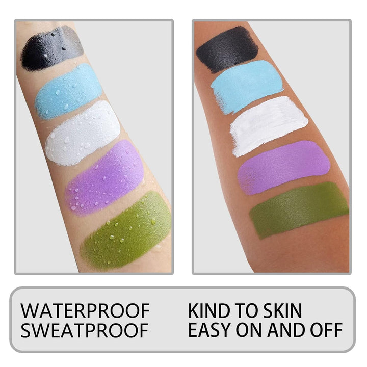 Light Blue Face Body Paint Stick(1.06 Oz),Baby Blue Face Paint Sadness,Sweatproof Waterproof Pale Blue Body Paint for Corpse Bride Halloween SFX Avatar Sally Makeup,Eye Black Stick
