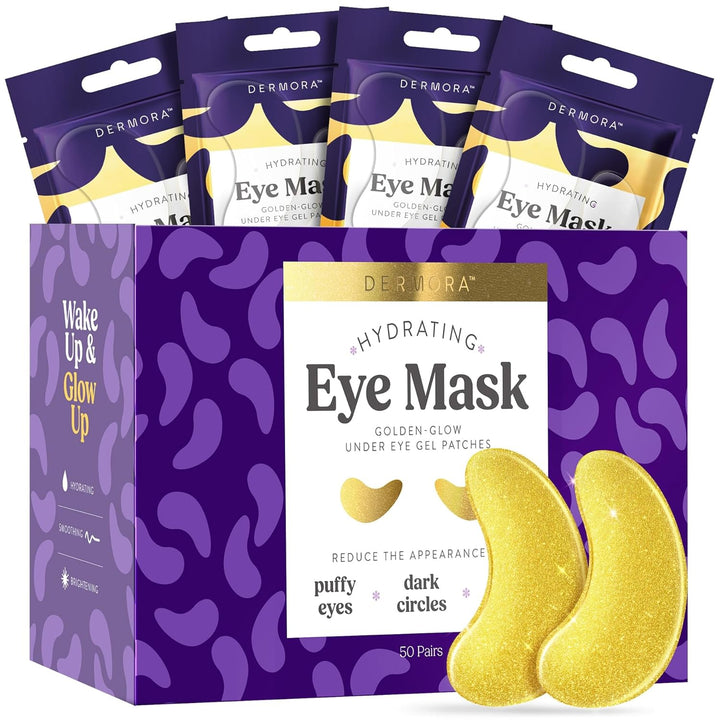Golden Glow under Eye Patches | Rejuvenating Treatment | Dark Circles, Puffy Eyes, Refreshing, Revitalizing, Travel, Wrinkles | 20 Pairs Eye Gels