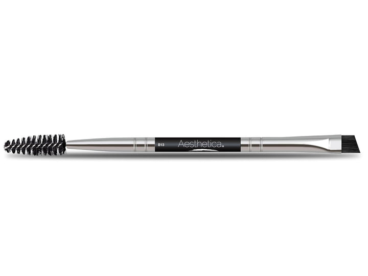 Pro Series Double Ended Eyebrow Brush & Spoolie - Angled Brow Brush for Precision Application & Blending of Eye Brow Powders, Waxes & Gels - Vegan & Cruelty Free