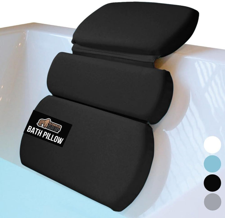 Bath Pillow for Tub, Improved Suction Cups, Luxury Bathtub Pillows, Headrest for Neck and Back Support, Relaxing Home Spa, Hot Tubs and Bathroom Essentials, Gifts for Women, 2 Panel White