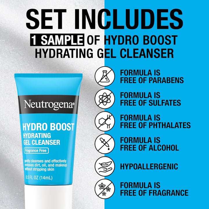 Hydro Boost Skincare Set, Hydro Boost Fragrance Free Gel Cream Face Moisturizer, 1.7 Fl Oz, & Trial Size Hydro Boost Fragrance Free Hydrating Gel Facial Cleanser, 0.5 Fl Oz