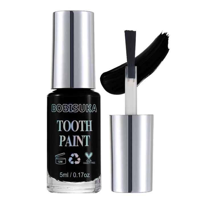 Black Tooth Paint, Professional Black Out Teeth Makeup Solution - Safe, Quick Dry & Realistic, Perfect for Cosplay, Halloween Makeup, Theater, and Special Effects (5 Ml)