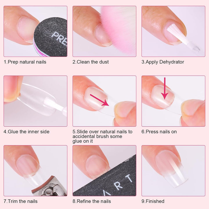 Super Strong Nail Glue for Press Ons: Acrylic Nail Tips-Fake Nails-Salon Quality, Brush On, Quick Dry, Easy Application Durable & Long-Lasting Fast Glue False Nails, Hema Free