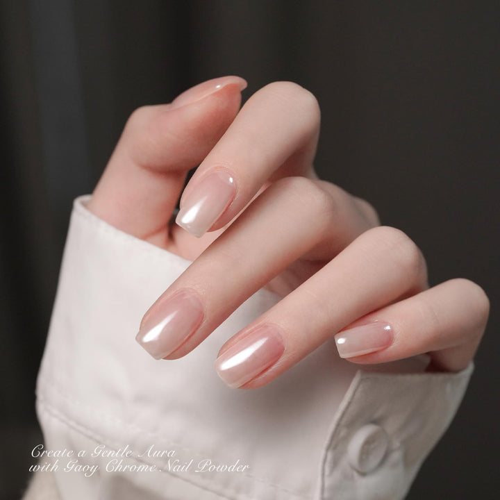 White Pearl Chrome Nail Powder, Mirror Effect Shimmer Glitter Pigment Mermaid Aurora Nail Art Decorations, Lustrous White