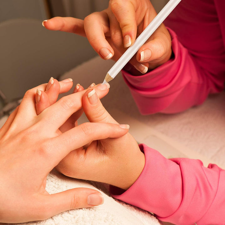 8 Pieces White Pencil under Nail 2-In-1 Nail Whitening Pencils French White Manicure Pencils with Cuticle Pusher for DIY French Art Manicure Supplies