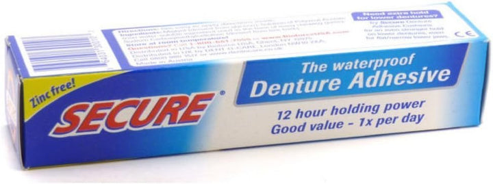 Waterproof Denture Adhesive - Zinc Free - Extra Strong Hold for Upper, Lower or Partials - 1.4 Oz