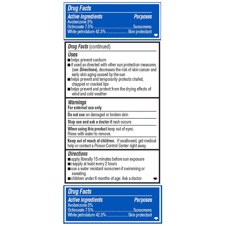 Moisturizer Original Lip Balm Tubes, SPF 15 and Skin Protectant - 0.15 Oz (Pack of 3)