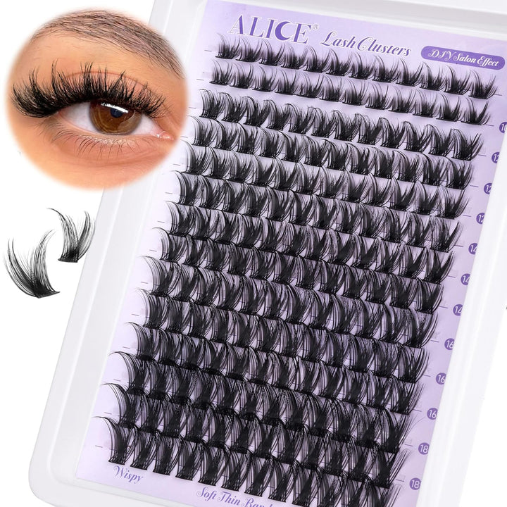 Lash Clusters Wispy Eyelash Clusters 10-18Mm 168Pcs Cluster Eyelash Extensions Natural Volume Lash Extensions DIY Individual Lashes Clusters with Soft Thin Band