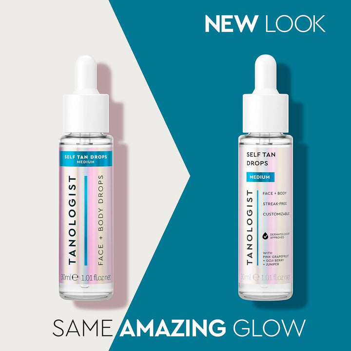 Self-Tan Drops- Medium, Bronzing Serum, Customizable Face & Body Self Tanner for Moisturizer, Gradual Tanning Drops for Natural Glow, Streak-Free Vegan Formula, 1.01 Fl Oz