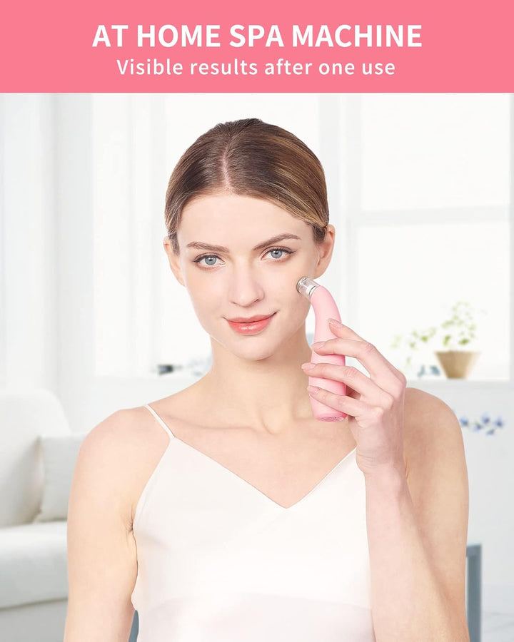 2-In-1 Microdermabrasion Machine for Facial, Diamond Microdermabrasion Device USB Rechargeable - Advanced Home Facial Treatment Machine (Pink)
