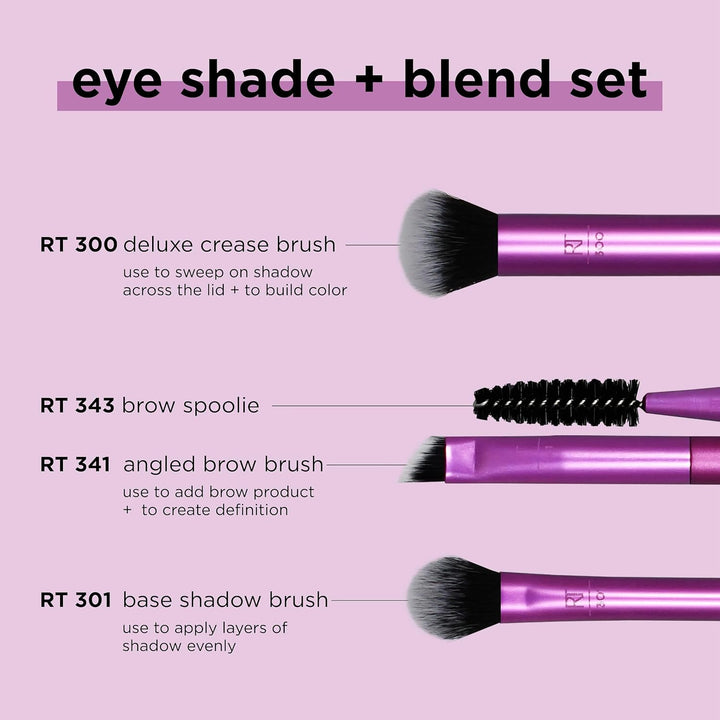 Eye Shade & Blend Makeup Brush Trio, for Eyeshadow & Liner, Makeup Tools for Shaping & Grooming Brows, Defined Makeup Look, Synthetic Bristles, Vegan & Cruelty-Free, 3 Count