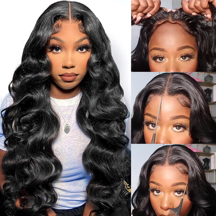 13X6 Lace Front Wigs Human Hair Pre Plucked 180 Density 26 Inch HD Body Wave Lace Front Wigs Human Hair 10A Frontal Wigs Human Hair Wigs for Women Glueless Wigs Human Hair Pre Plucked Black Wig