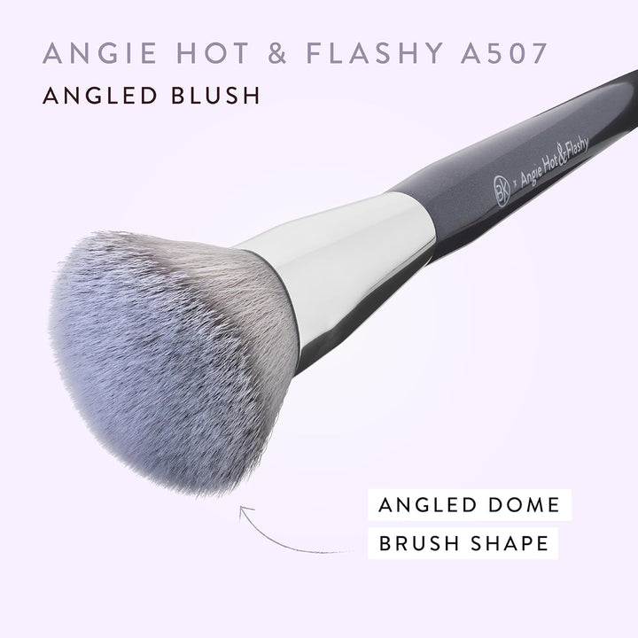 - ANGIE HOT & FLASHY A507 ANGLED BLUSH BRUSH – for Blush, Bronzer & Contour, Fluffy Angled Brush for Seamless, Streak-Free Finish