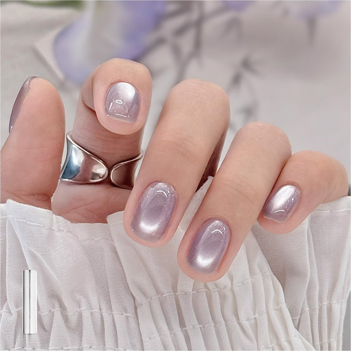 Glassy Cat Eye Gel Nail Polish, 16Ml Glitter Holographic UV Gel Polish with Magnet, Reflective Translucent, 2341 Silvery Moonlight