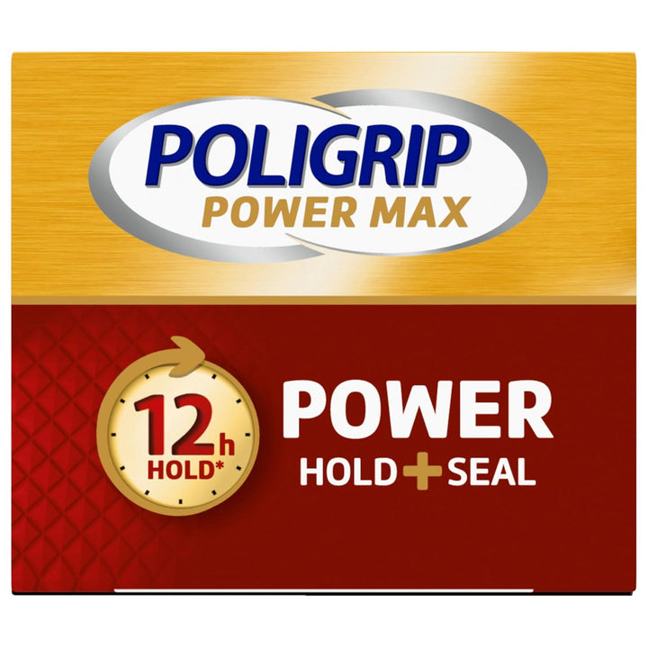 Poligrip Power Max Power Hold plus Seal Denture Adhesive Cream, Denture Cream for Secure Hold and Food Seal, Flavor Free - 2.2 Oz (Pack of 4)