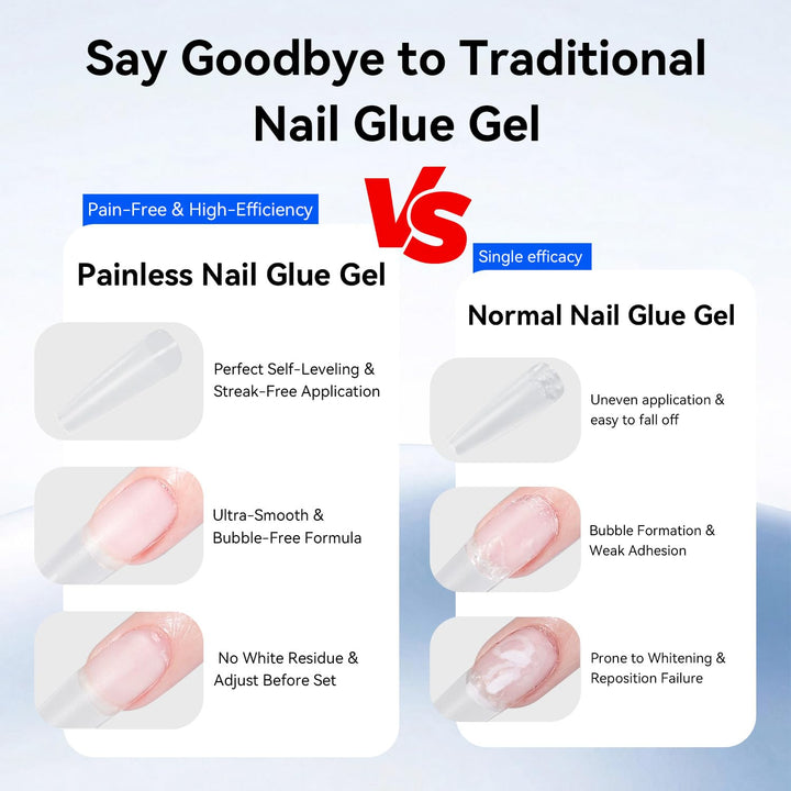 15Ml Nail Glue Gel 5 in 1 for Nail Tips Long Lasting Extension Glue for Clear Nail Tips and Clear Press on Nails, Nail Repair Treatment, Salon Art DIY at Home Need U V Light Cured