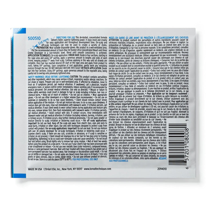 L'Oréal Technique Quick Blue High Performance Hair Lightener - Hair Bleaching Powder - No Drip Formula, Extra Strength Lightening Action Lifts up to 7 Levels, Single Application