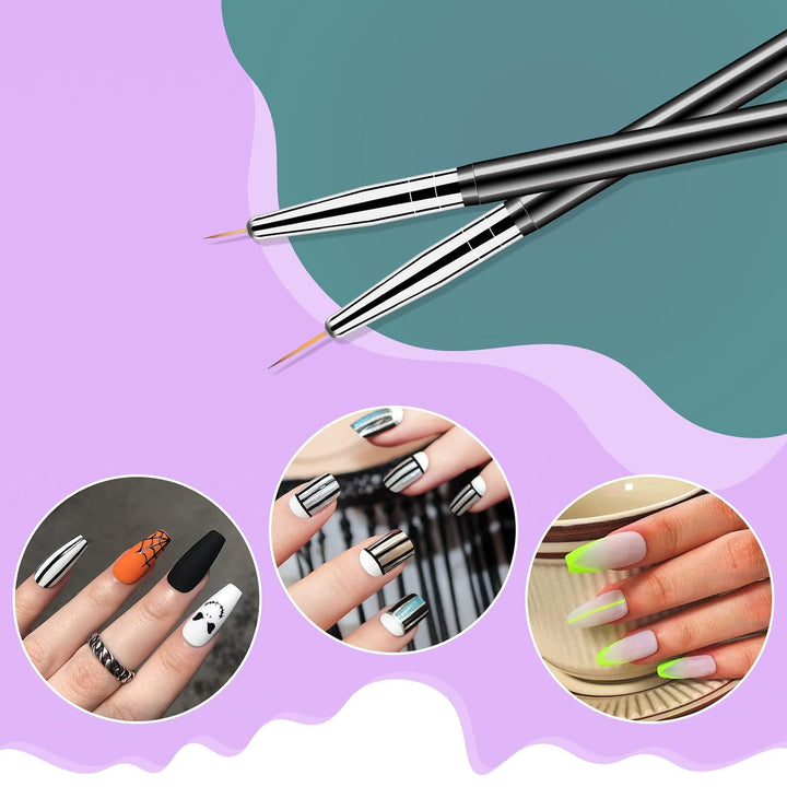 Nail Dotting Tools 6PCS Double-Ended Nail Art Brushes Kit Nail Art Gel Polish Liner Brushes Design Pen for Nail Drawing and Nail Paint Brushes Small Detail Brushes