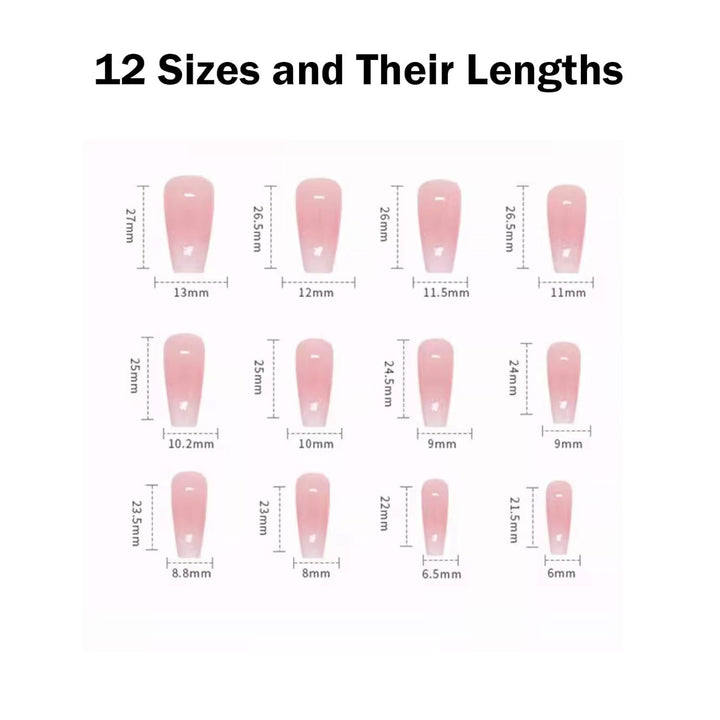 Bling Coffin Press on Nails Fake Nails Tips Full Cover Medium False Gradient Nails for Women and Girls 24PCS (Coffin Pink)