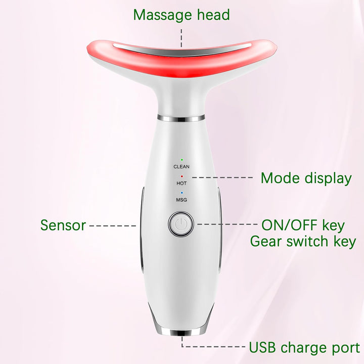 7 Color True Beauty Glow Facial Massager, Red-Light-Therapy Wand for Facial Skin Care, Vibrating Massager for Face and Neck, Galvanic Facial Machine, Lymphatic Drainage Massager Face